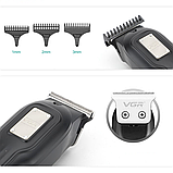 Акумуляторна машинка для стрижки волосся з дисплеєм + 3 насадки, VGR V-918 / Професійний тример чоловічий, фото 5