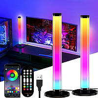 Світлодіодні панелі RGB, 24см, 2шт, + пульт, від USB / RGB лампа настільна / РГБ лампа / RGB світильник