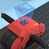 Ролик для преса з дисплеєм, від USB, Червоний / Тренажер для преса / Колесо для преса / Тренажер для живота, фото 3