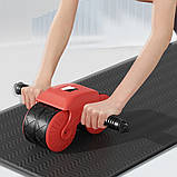 Ролик для преса з дисплеєм, від USB, Червоний / Тренажер для преса / Колесо для преса / Тренажер для живота, фото 4