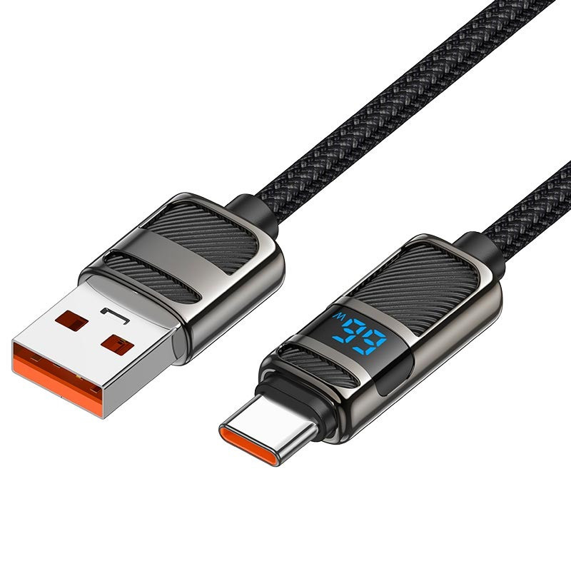 Кабель для зарядки Hoco U137 Type-C Line charging data cable with display 1.2м Чорний