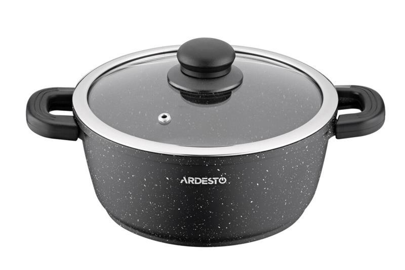 Каструля зі скляною кришкою Ardesto Gemini Anzio, 5л, алюміній, чорний, AR2454GE