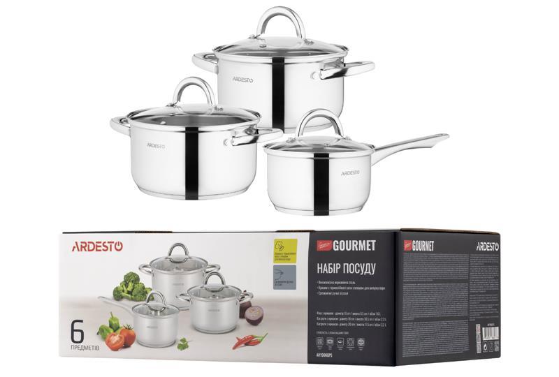 Набір посуду Ardesto Gemini Gourmet Andria, 6 предметів, нержавіюча сталь, AR1906GPS