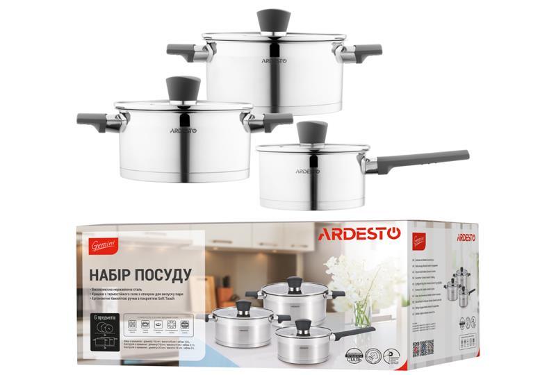 Набір посуду Ardesto Gemini Trento, 6 предметів, нержавіюча сталь, AR3606G