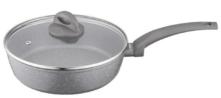 Сковорода глибока з кришкою Ardesto Gemini Gourmet Apulia, 24см, алюміній, сірий, AR2424GGL