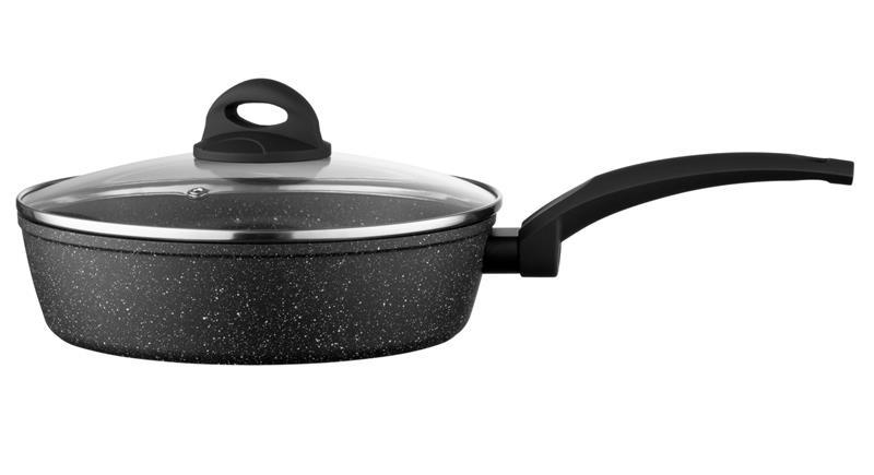 Сковорода глибока з кришкою Ardesto Gemini Gourmet Viareggio, 24см, алюміній, чорний, AR1924GDL