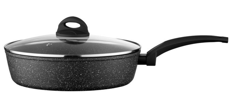 Сковорода глибока з кришкою Ardesto Gemini Gourmet Viareggio, 28см, алюміній, чорний, AR1928GDL