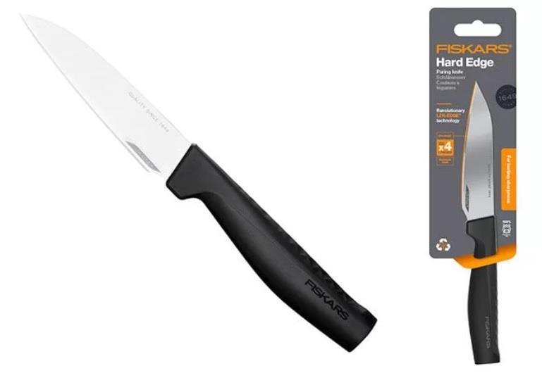 Кухонний ніж для коренеплодів Fiskars Hard Edge, 11см, нержавіюча сталь, пластик, чорний, 1051762