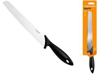 Кухонний ніж для хліба Fiskars Essential, 23.4см, нержавіюча сталь, пластик, чорний, 1065564