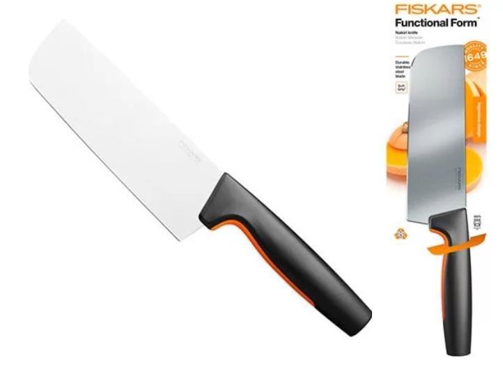 Кухонний ніж поварський Nakiri Fiskars Functional Form, 15.8см, нержавіюча сталь, пластик, чорний, 1057537
