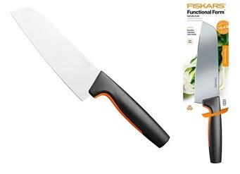 Кухонний ніж поварський Santoku Fiskars Functional Form, 16см, нержавіюча сталь, пластик, чорний, 1057536