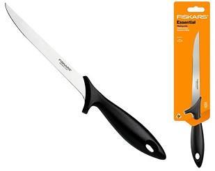 Кухонний ніж філейний Fiskars Essential, з гнучким лезом, 17.6см, нержавіюча сталь, пластик, чорний, 1065567