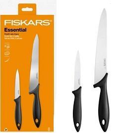 Набір ножів для шеф-кухаря Fiskars Essential, 2 шт, нержавіюча сталь, пластик, чорний, 1065582