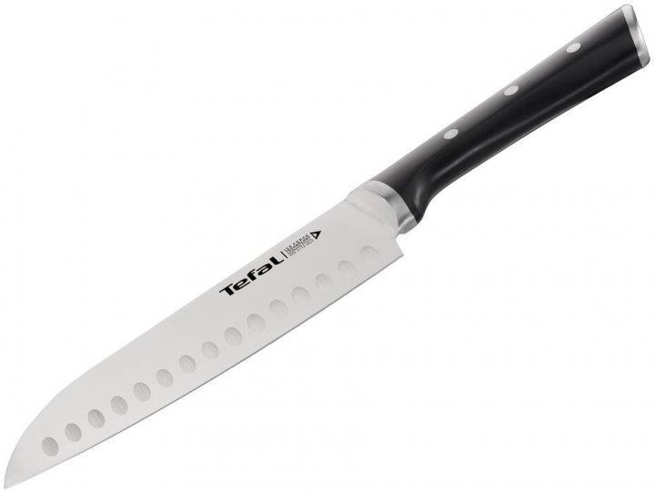 Кухонний ніж Сантоку Tefal Ice Force, 18см, нержавіюча сталь, пластик, чорний, K2320614