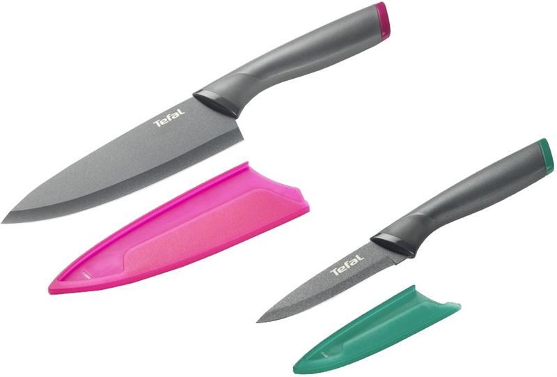 Набір ножів Tefal Fresh Kitchen, з чохлом, 2шт, нержавіюча сталь, полікарбонат, чорний, K122S205