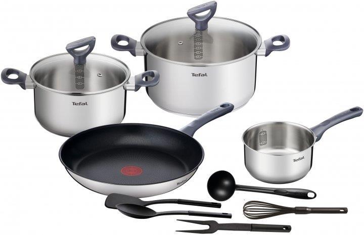 Набір посуду Tefal Daily Cook, 11предметів, нержавіюча сталь, бакеліт, скло, G713SB45
