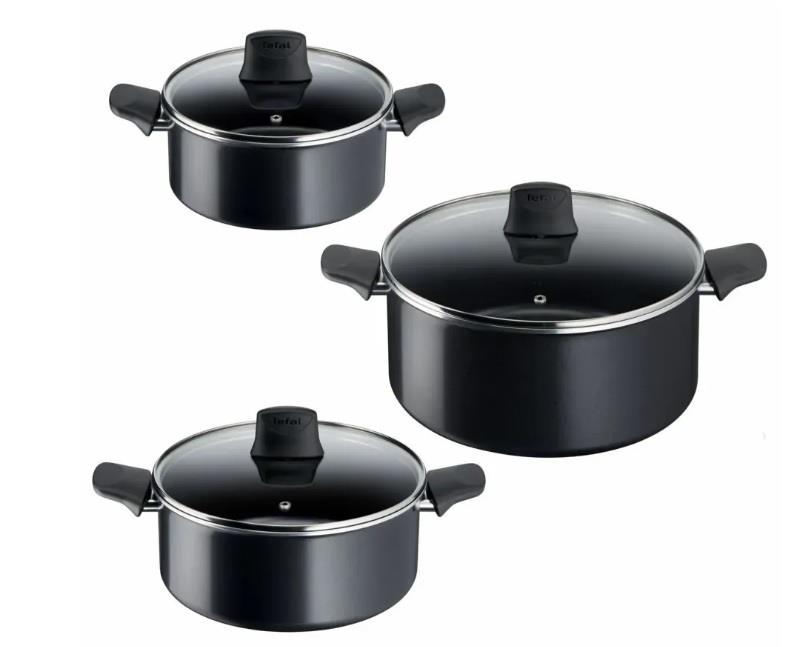 Набір посуду Tefal Generous Cook, 6предметів, алюміній, бакеліт, скло, чорний, C2789053