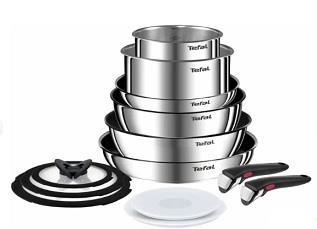 Набір посуду Tefal Ingenio Emotion, 13пр., нержавіюча сталь, скло, пластик, бакеліт, сріблястий, L897SD74