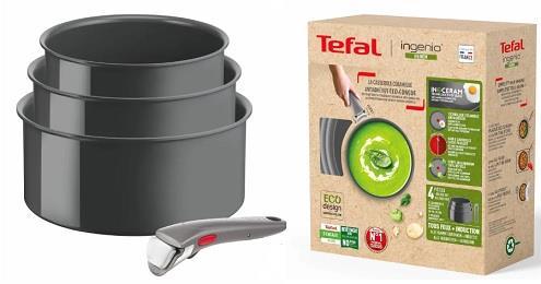 Набір посуду Tefal Ingenio Renew, 4 пр., алюміній, нержавіюча сталь, бакеліт, сірий, L2609402