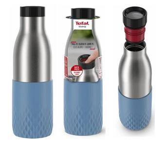 Термопляшка Tefal Bludrop soft touch, 500мл, нержавіюча сталь, блакитний, N3110710