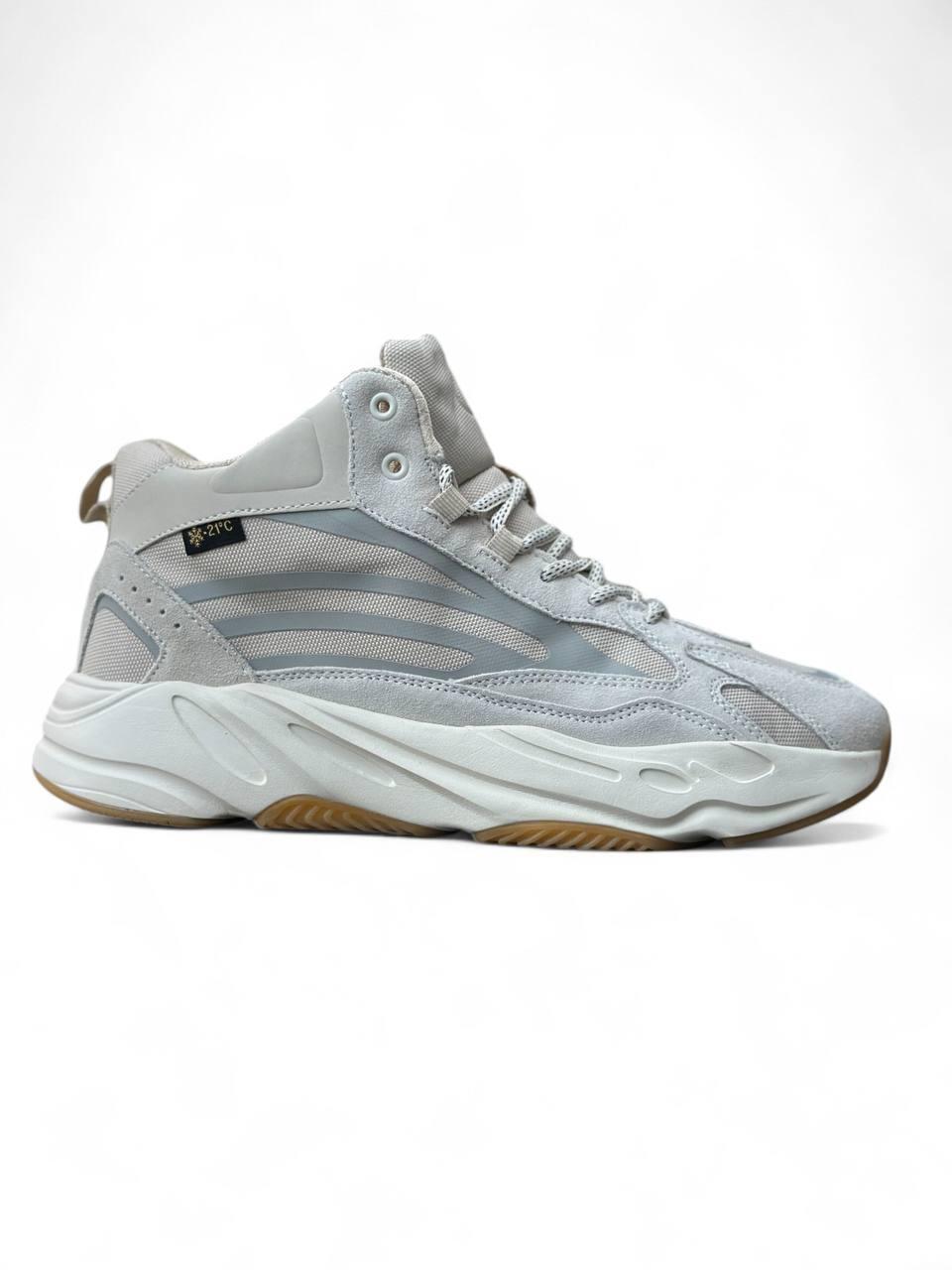 Кросівки чоловічі сірі зимові Adidas Yeezy Boost 700 Beige Light Grey Fur (19132), фото 1