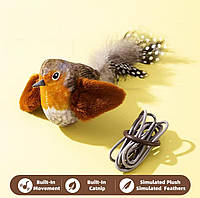 Интерактивная игрушка дражнилка для кошек «Птичка» со звуковым чипом