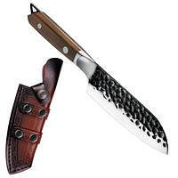 Ніж шеф кухаря Grandsharp Santoku Knife 5 дюймів зі шкіряним чохлом