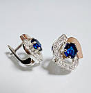 Срібні сережки з золотом і камінням, фото 2