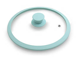 Кришка із загартованого скла 26 см із силіконовим ободом Fissman Eden Аквамарин (GL-9977.24) 