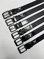 Чоловічий ремінь Giorgio Armani з Італійської шкіри, 4 см, чорний