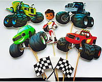 Фігурки вспиш та супер машини, топери цукрової пасти для хлопчик, їстівні картинки на день народження