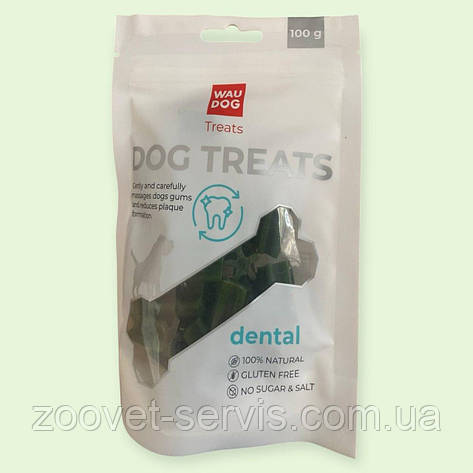 Ласощі для собак WAUDOG Treats Стоматологічна паличка зі смаком шпинату та ванілі, 100 г 4454, фото 1