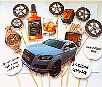 Фігурки для чоловіка, топери цукрової пасти для жінок, їстівні картинки на день народження