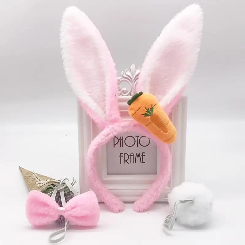 Рожеві вушка зайчика з морквою: обідок. хвостик, метелик, фото 1