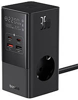 Мережевий зарядний пристрій Baseus GaN PowerCombo Tower Digital PowerStrip 35W Black (E00023606113-00)