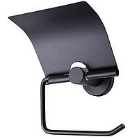 Тримач для туалетного паперу з кришкою настінний нержавіюча сталь Globus Lux BS8410 чорний матовий