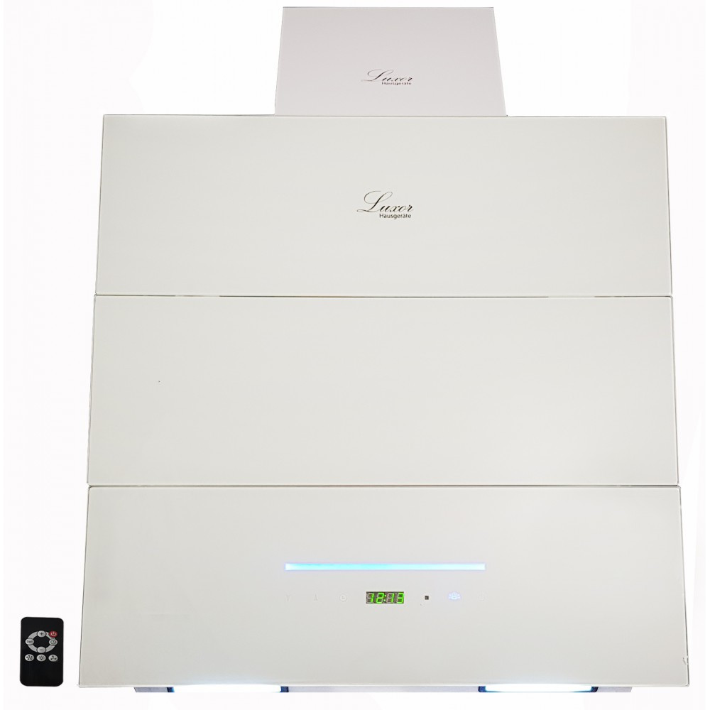 Біла скляна витяжка 90 см. Потужність 1200 м3/год, Luxor Elisium F 90 WH