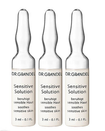 Ампули для обличчя, шиї та зони декольте для чутливої шкіри Dr. Grandel Sensitive Solution, 3*3 мл, фото 1