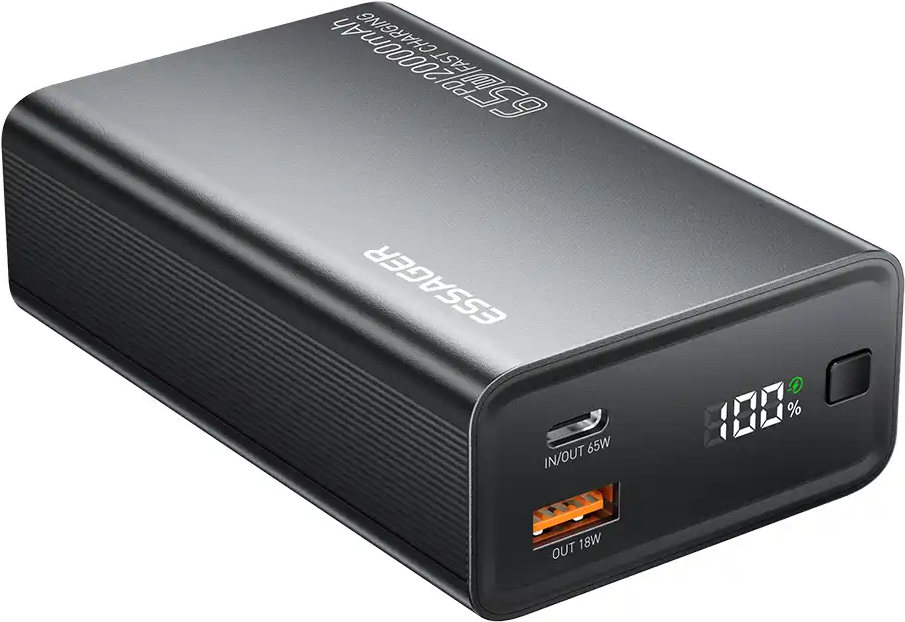 Портативний акумулятор ESSAGER F2014 Digital Display 65W 20000mAh black (EDY65-LD01-Z), фото 1