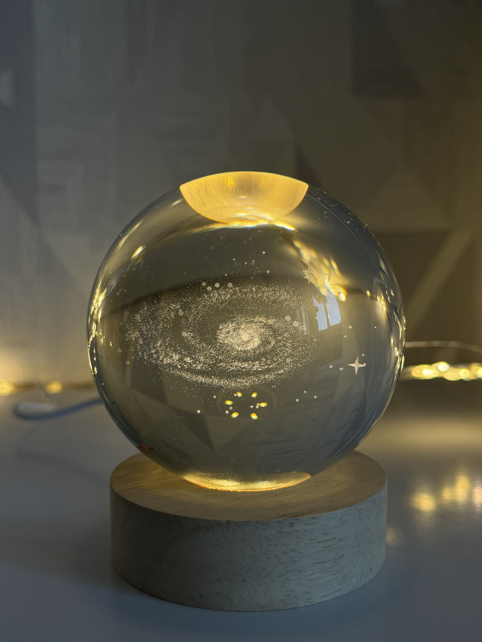 Декоративна 3D-нічник кришталева куля "Галактика" з Led підсвічуванням на 80мм, прозора