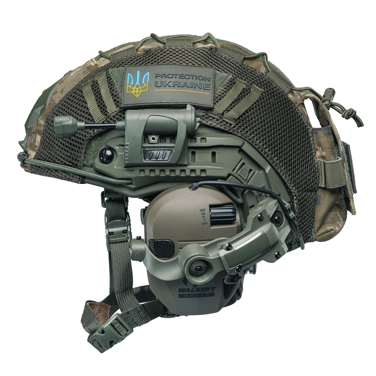 Шолом тактичний Fast TEAM WENDY Helmet NIJ IIIA + Навушники Walkers Razor Slim з чебурашкою + ліхтарик + кавер