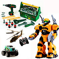 Игрушки для мальчиков - инструменты, роботы и машинки