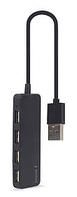 Хаб на 4 порти USB 2.0, пластик, чорний Gembird UHB-U2P4-06 - MegaLavka