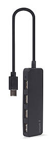 Хаб Type-C на 4 порти USB 2.0, пластик, чорний Gembird UHB-CM-U2P4-01 - MegaLavka
