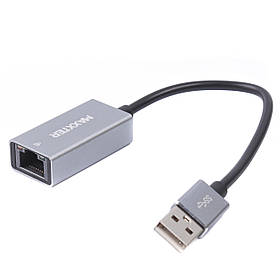 Адаптер USB на Ethernet, 100 Mbps, метал, темно-сірий Maxxter NEA-U2-01 - MegaLavka