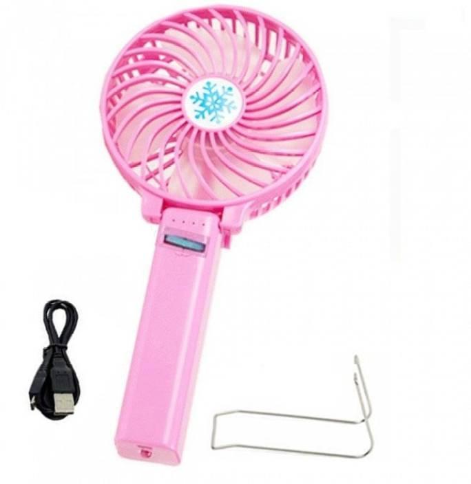 Mini Fan вентилятор настільний або ручний із зарядкою USB у рожевому кольорі