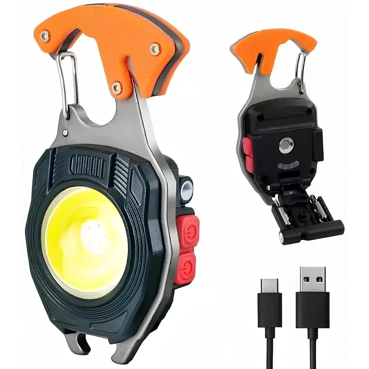 Акумуляторний LED ліхтарик-брелок з карабіном, від USB, W5147 / Мультитул-брелок / Міні ліхтарик на акумуляторі