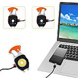 Акумуляторний LED ліхтарик-брелок з карабіном, від USB, W5147 / Мультитул-брелок / Міні ліхтарик на акумуляторі, фото 8