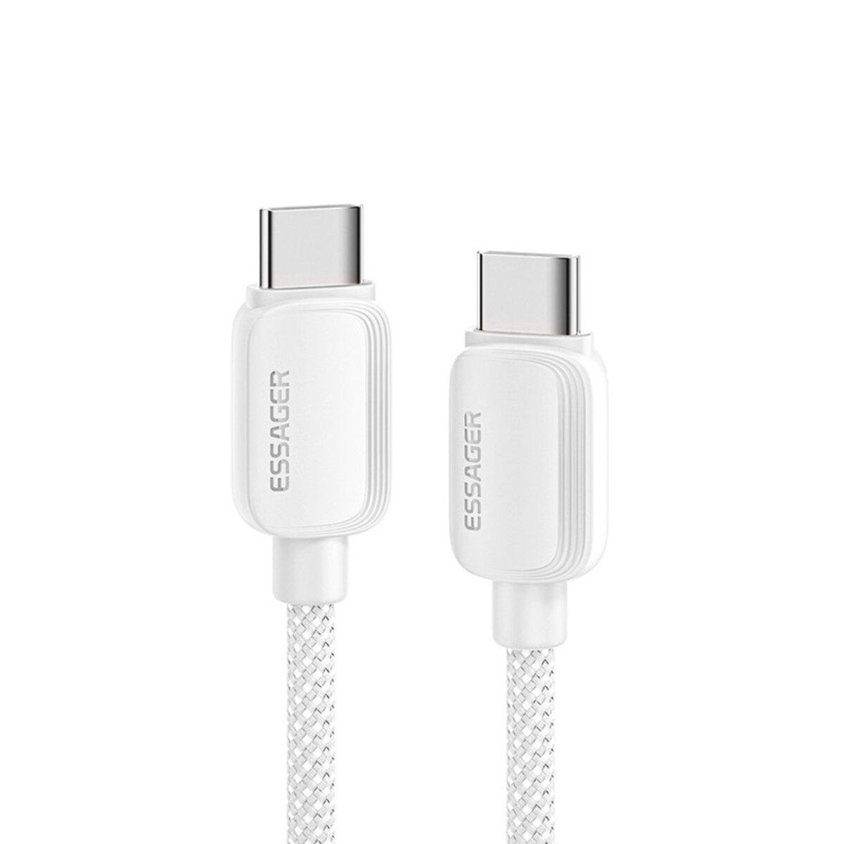 Кабель ESSAGER Waves Type-C to Type-C 100W 1m white
