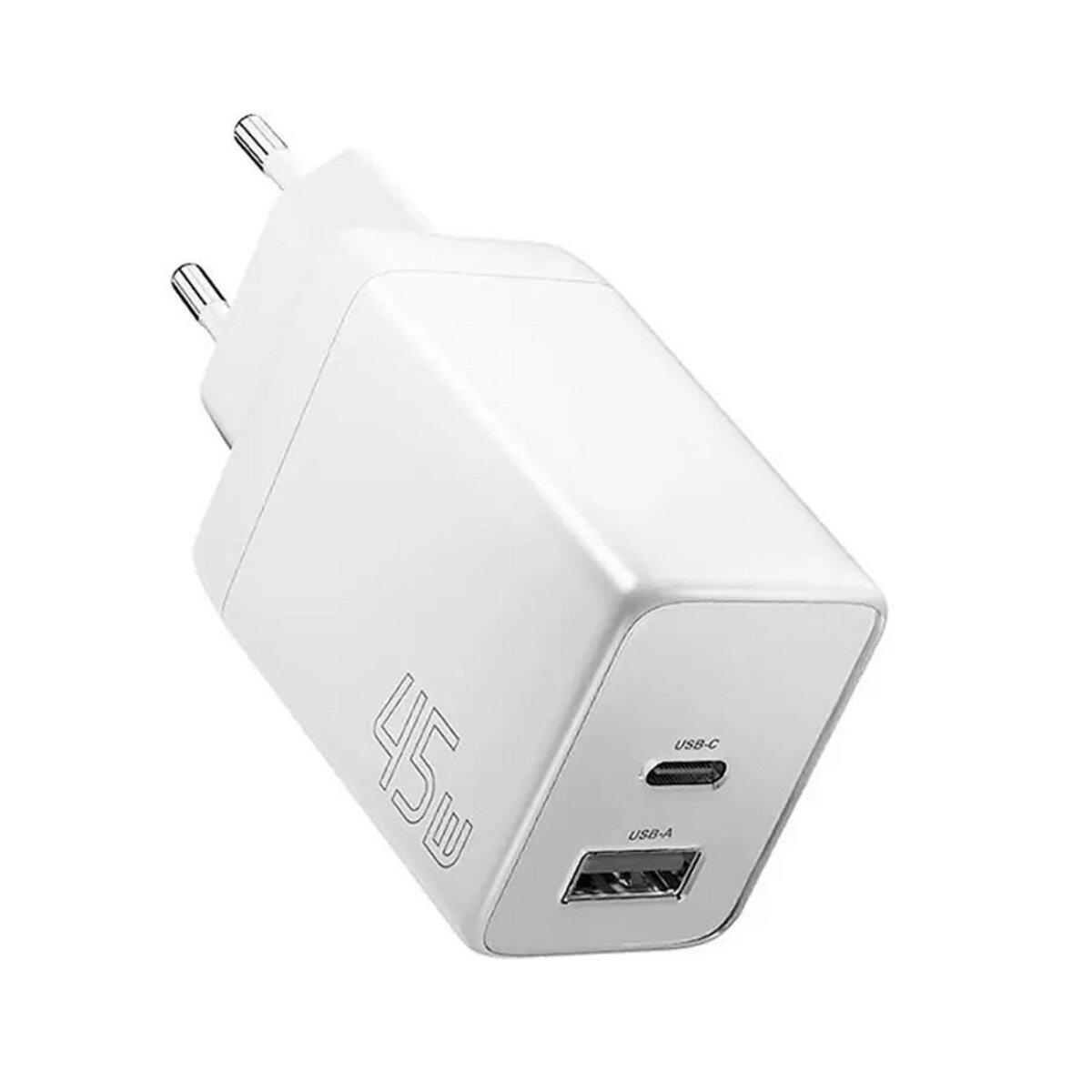Зарядний пристрій ESSAGER ECT45W Gan 1USB 1T-C 45W white